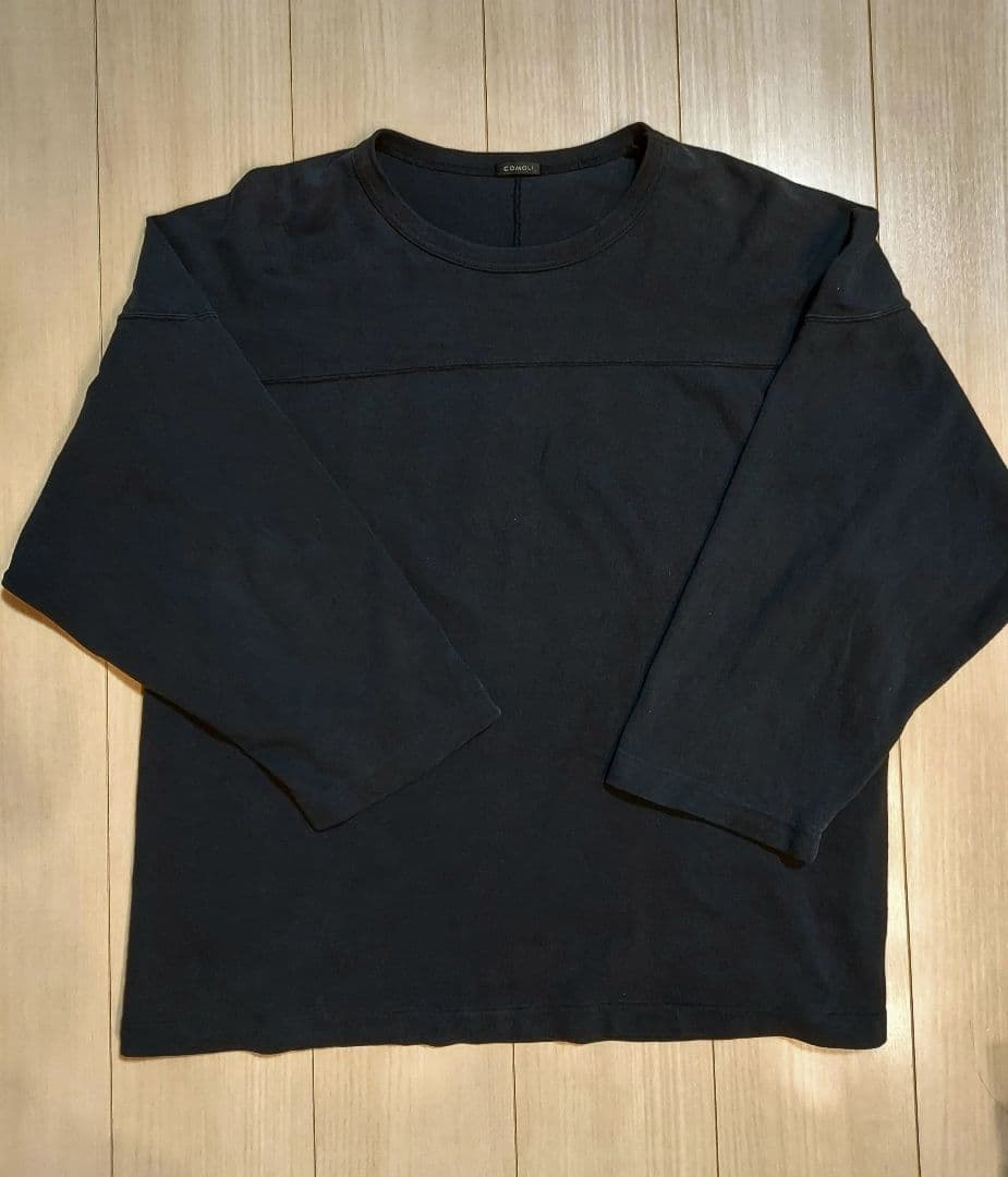 コモリ COMOLI フットボールTシャツ ブラック サイズ2