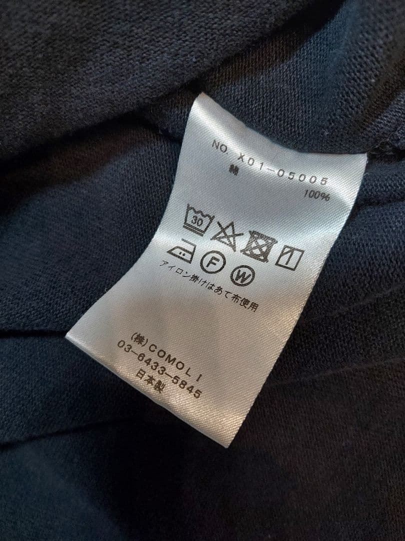 コモリ COMOLI フットボールTシャツ ブラック サイズ2