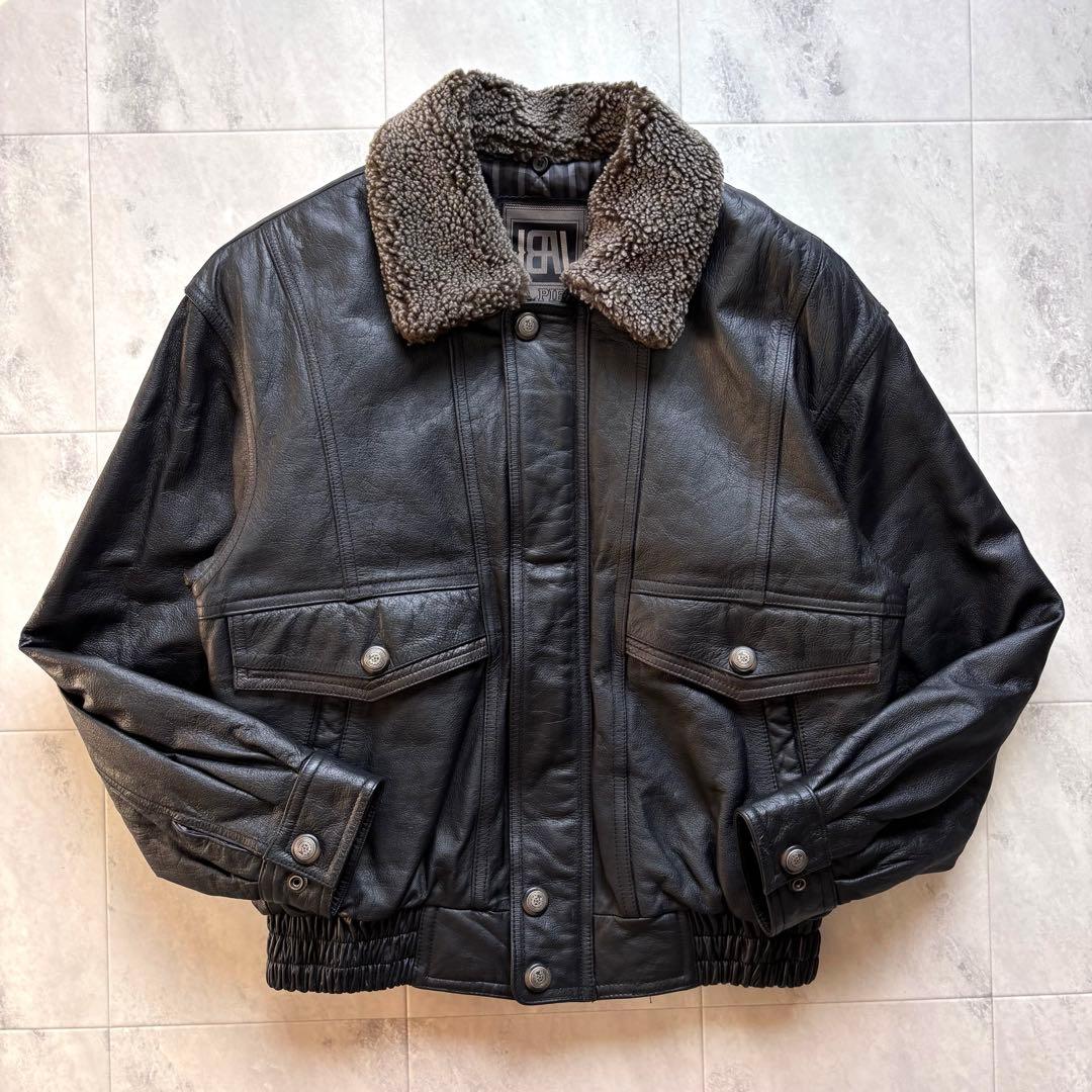 【Vintage】G-1タイプ レザーフライトジャケット ブラック 中綿 短丈