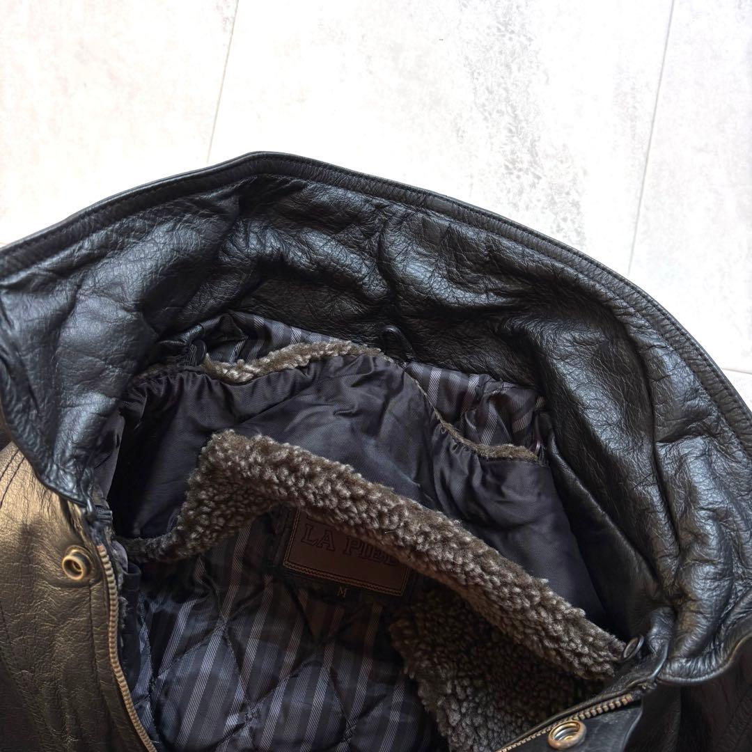 【Vintage】G-1タイプ レザーフライトジャケット ブラック 中綿 短丈