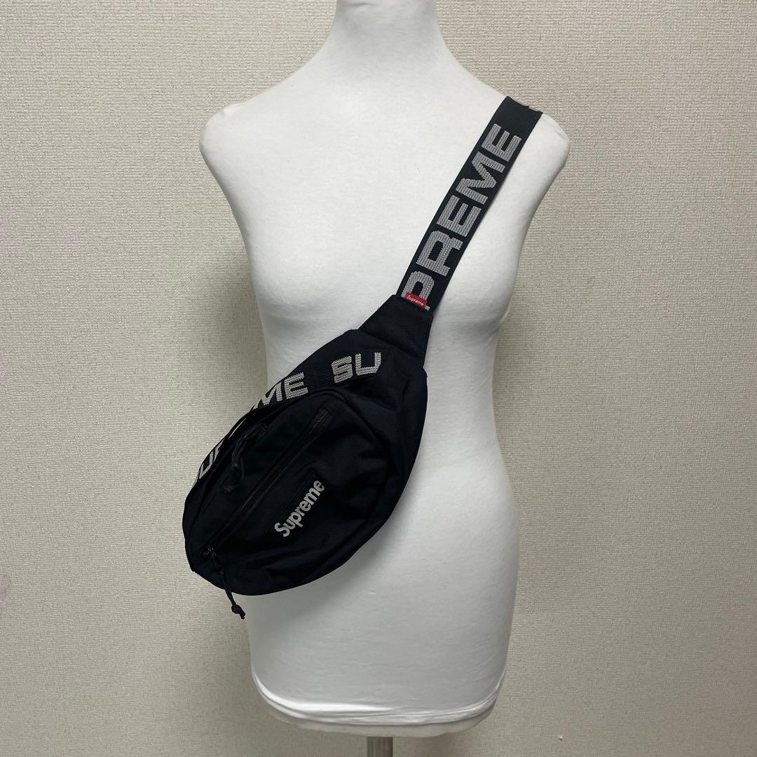 Supreme ウエストバッグ 黒 SS18 コーデュラ ナイロン ロゴ