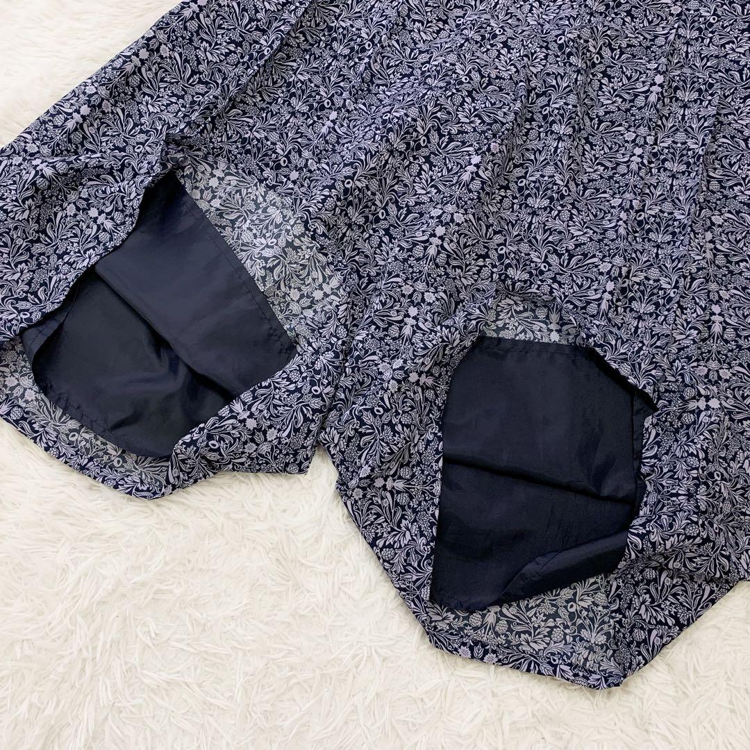 【大きいサイズ】 レリアン タック ガウチョ パンツ ワイド 13 花 フラワー