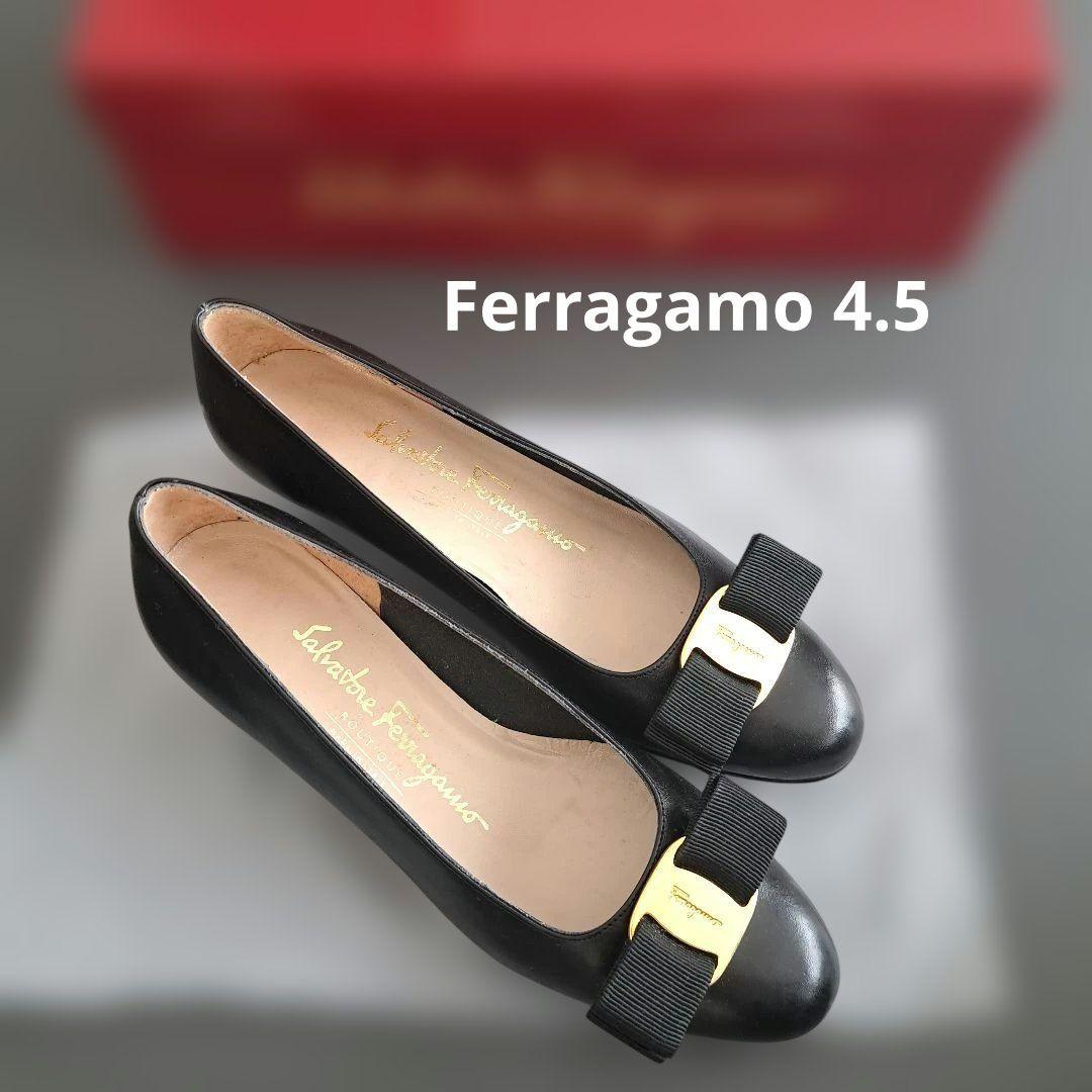 Salvatore Ferragamo 黒 リボン付きパンプス フェラガモ