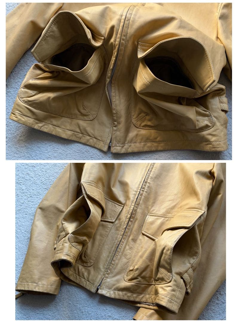 美品✨ダンヒル レザージャケット A-2 カーフスキン ロゴ型押し ベージュ S