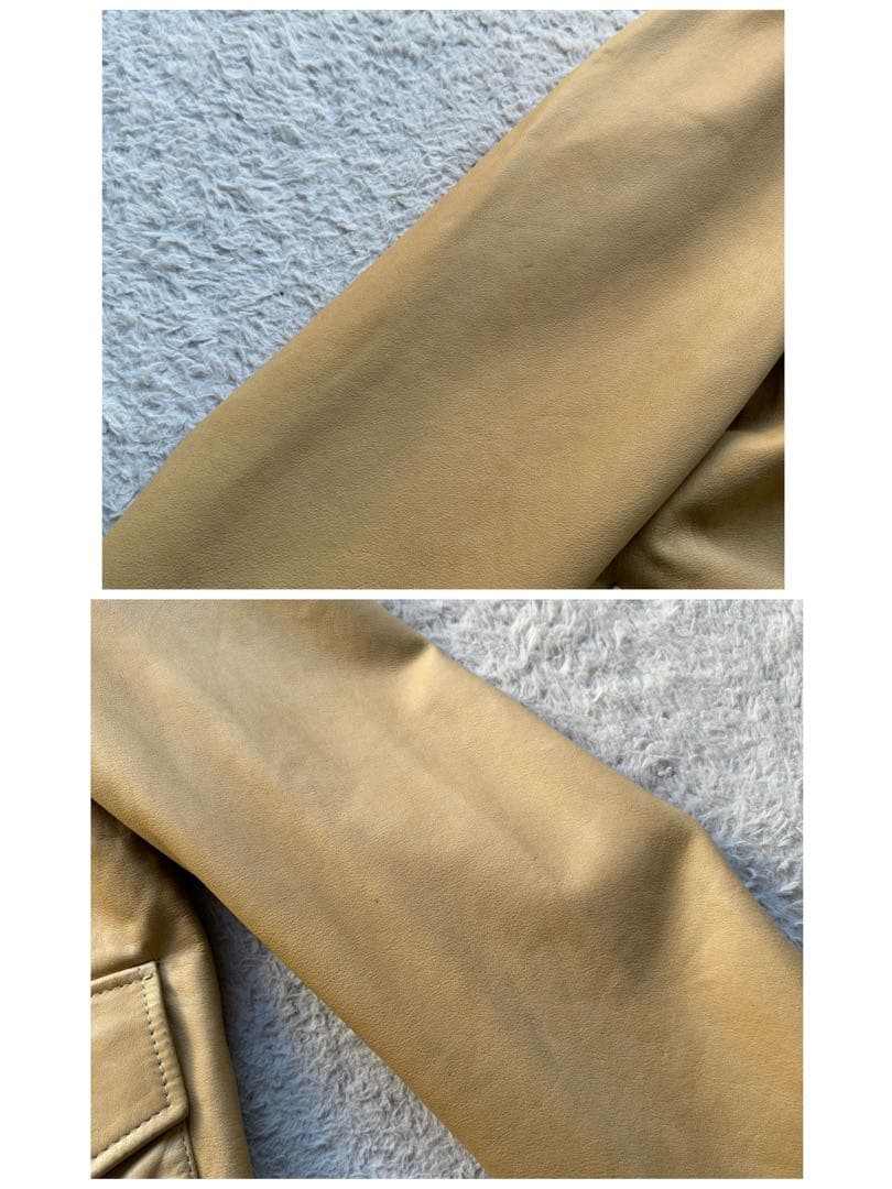 美品✨ダンヒル レザージャケット A-2 カーフスキン ロゴ型押し ベージュ S