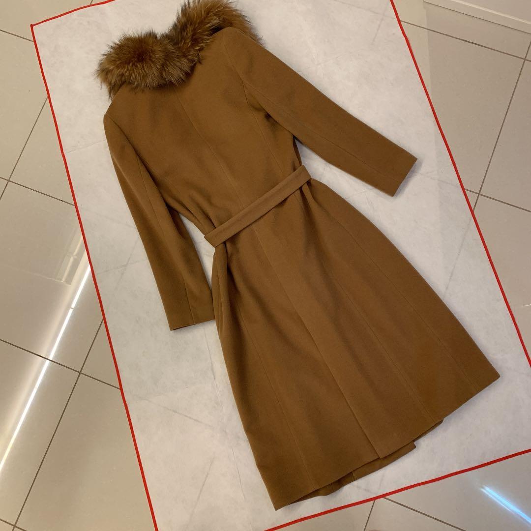 アナイ　上質シルバーフォックス　カシミアロングコート