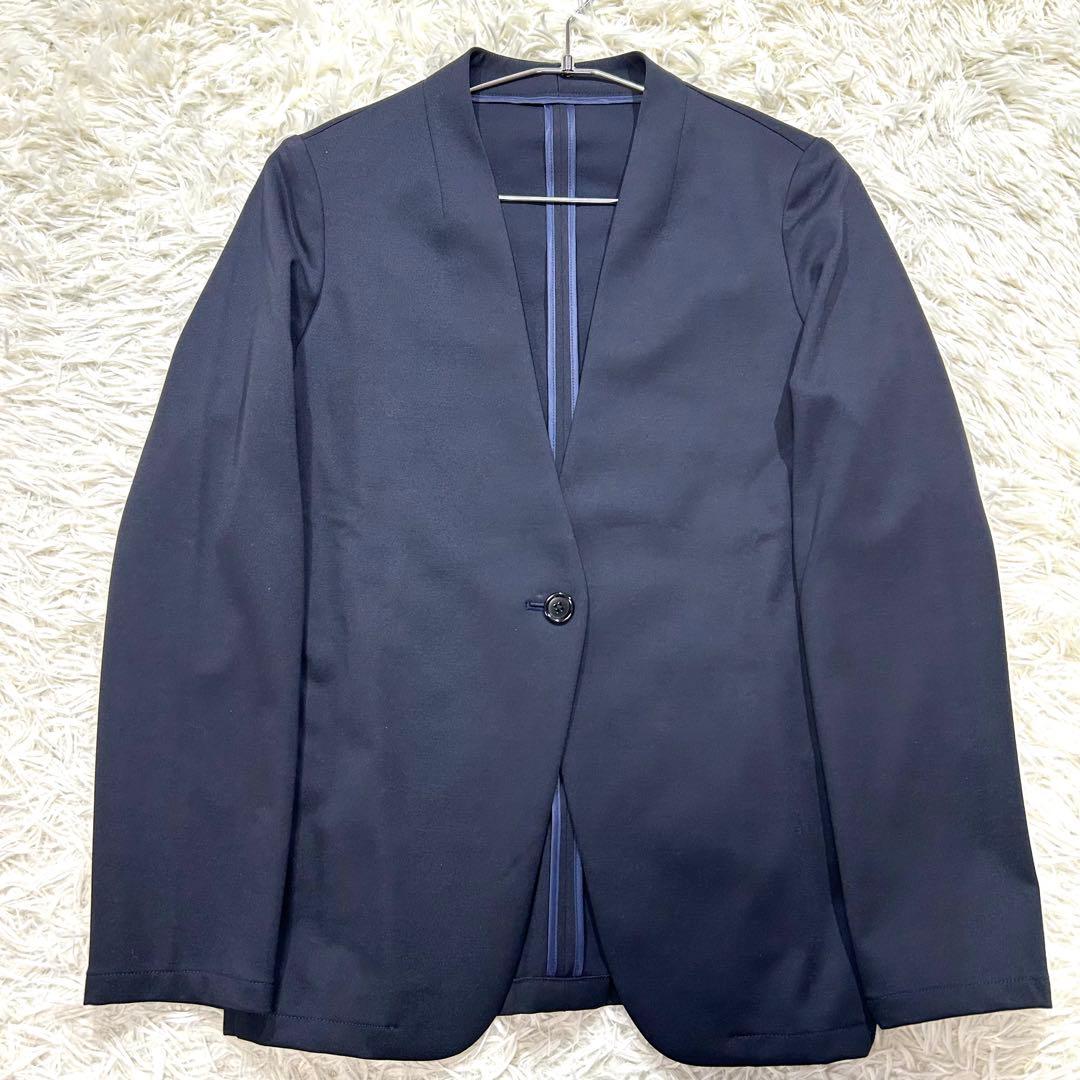 春夏【未使用タグ付☆洗える】パジャマスーツ　セットアップ　カラーレス　ネイビーS