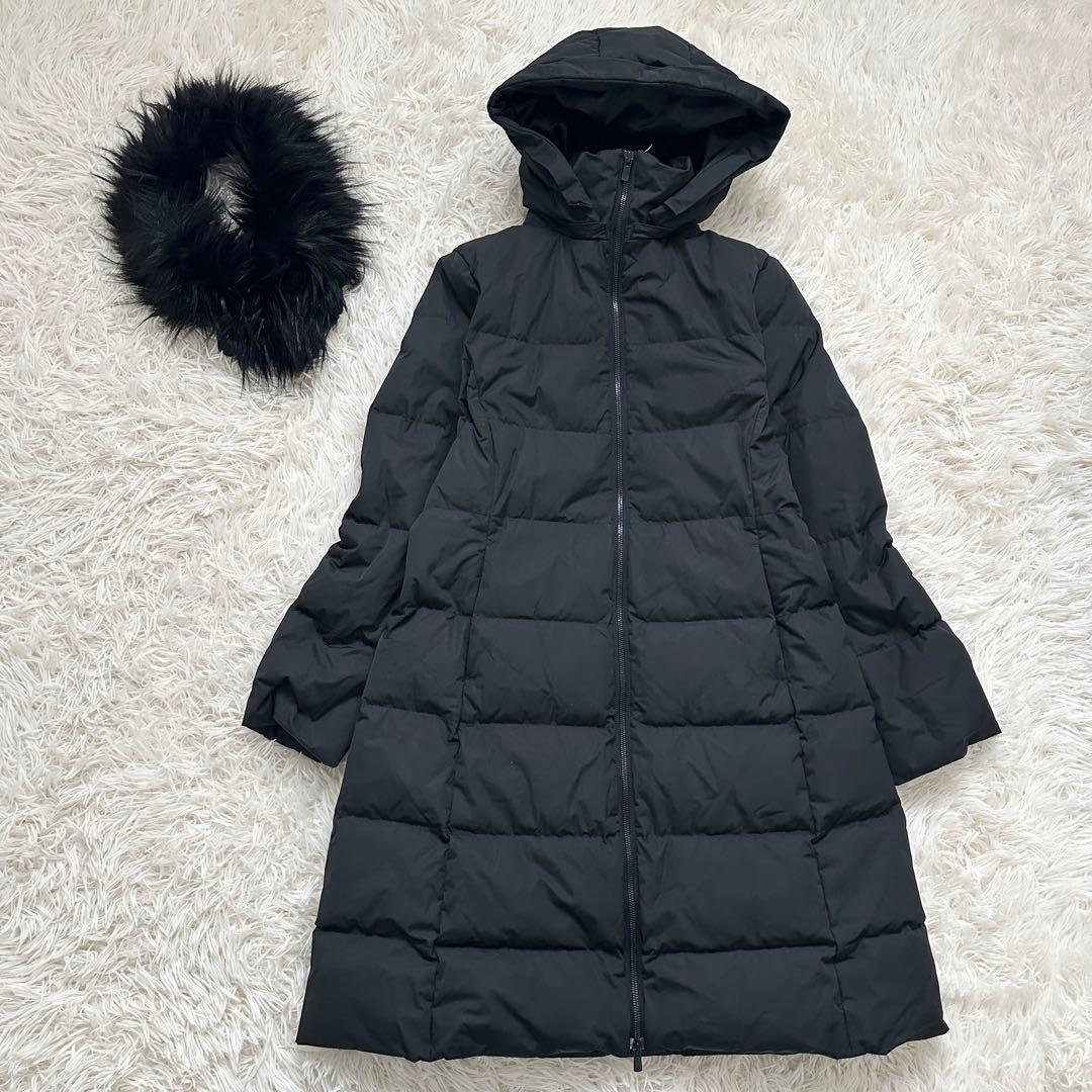 美品✨️セオリー 3wayロングダウンコート フード ファー 黒 S