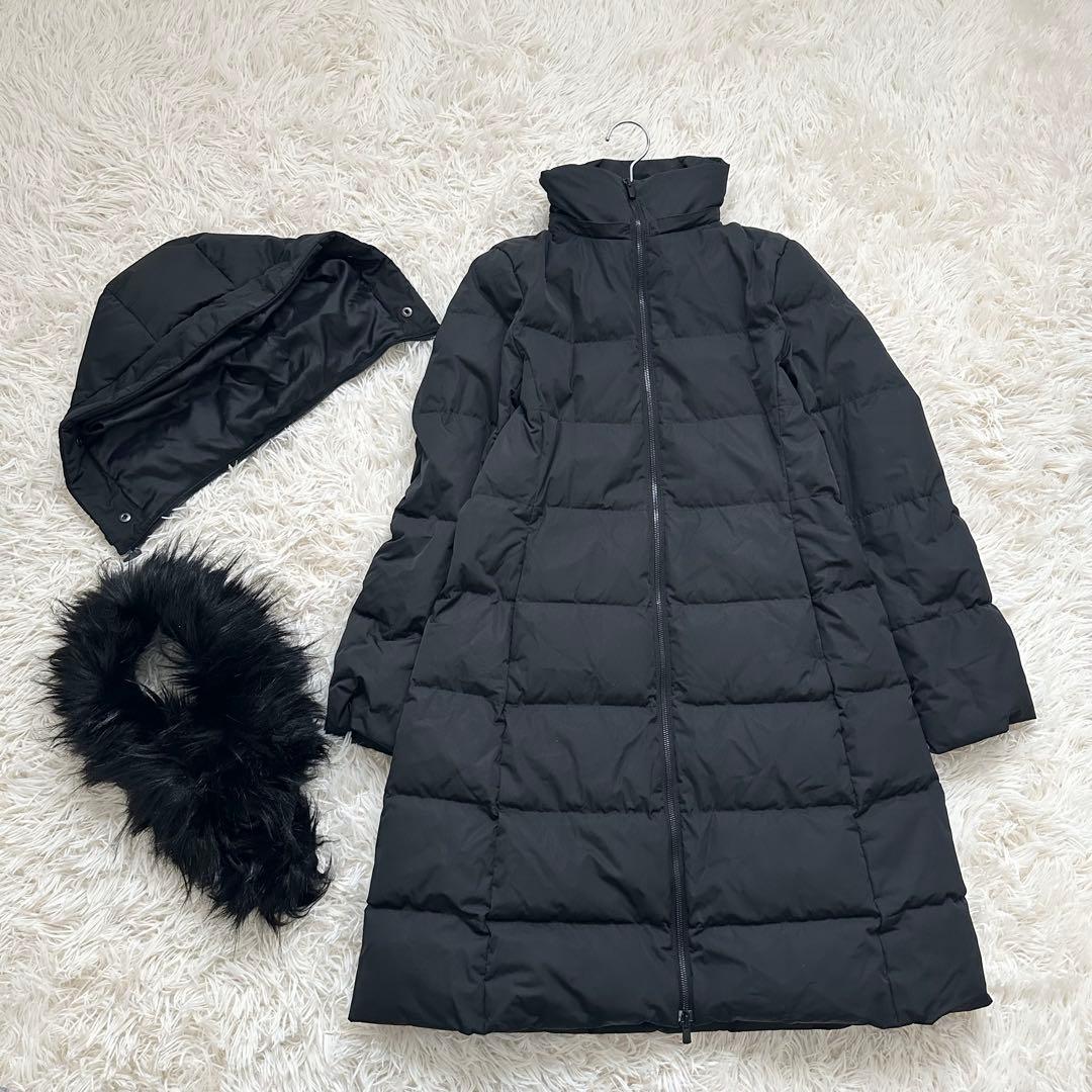 美品✨️セオリー 3wayロングダウンコート フード ファー 黒 S