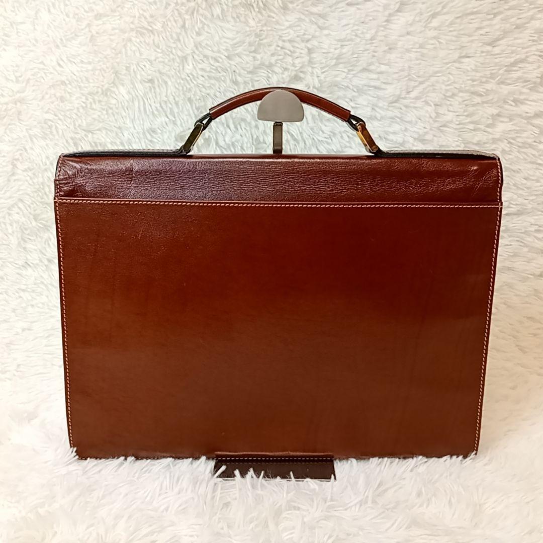 【美品】ゴールドファイル ブリーフケース オールレザー ブラウン ビジネスバッグ