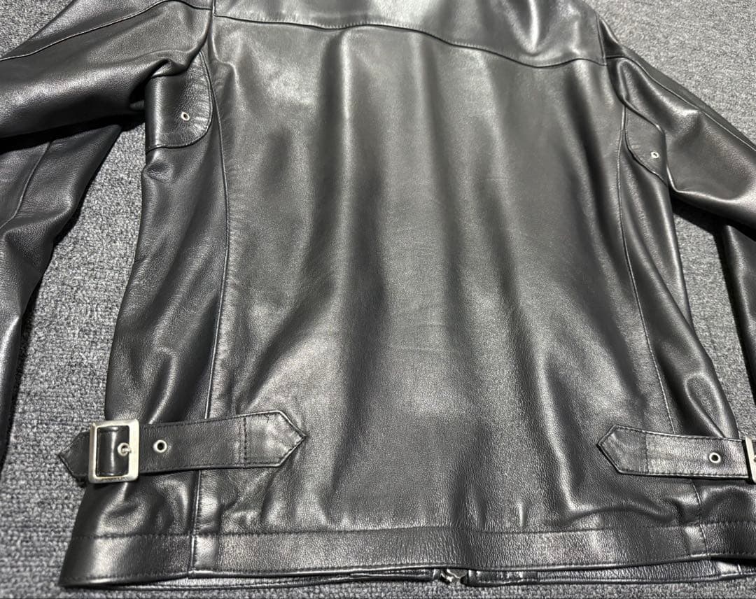 CINQUANTA チンクアンタ ナッパレザー 襟付 シングルライダース黒44