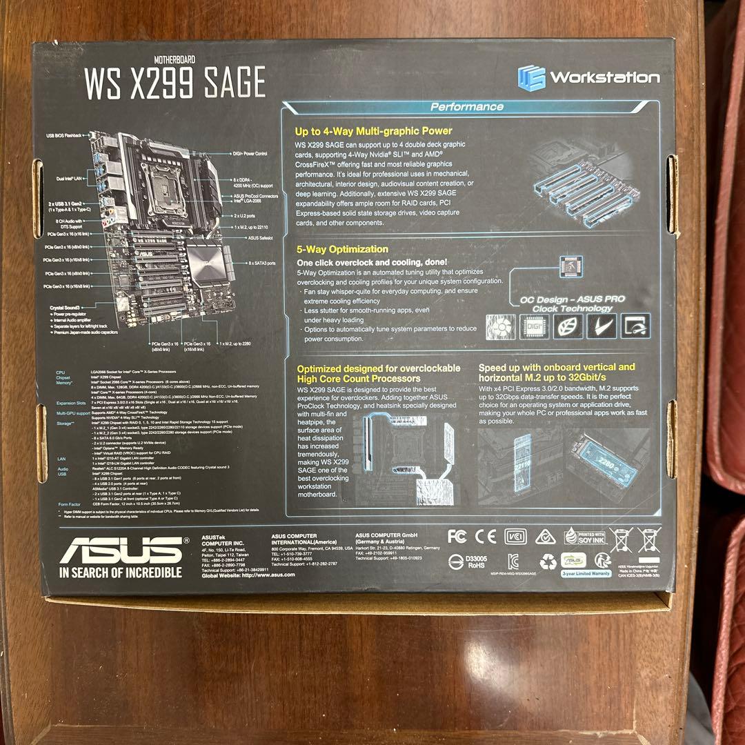 ASUS Intel X299搭載 マザーボード WS X299 SAGE