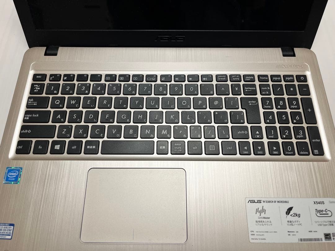 【美品】ノートパソコンASUS マウスパッド他付属品5点セット／初期化済