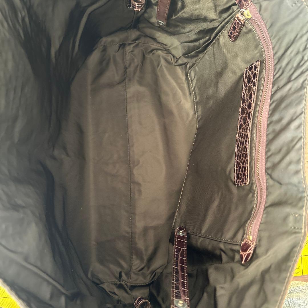 フェリージ トートバッグ クロコ型押し 肩掛け ダークブラウン