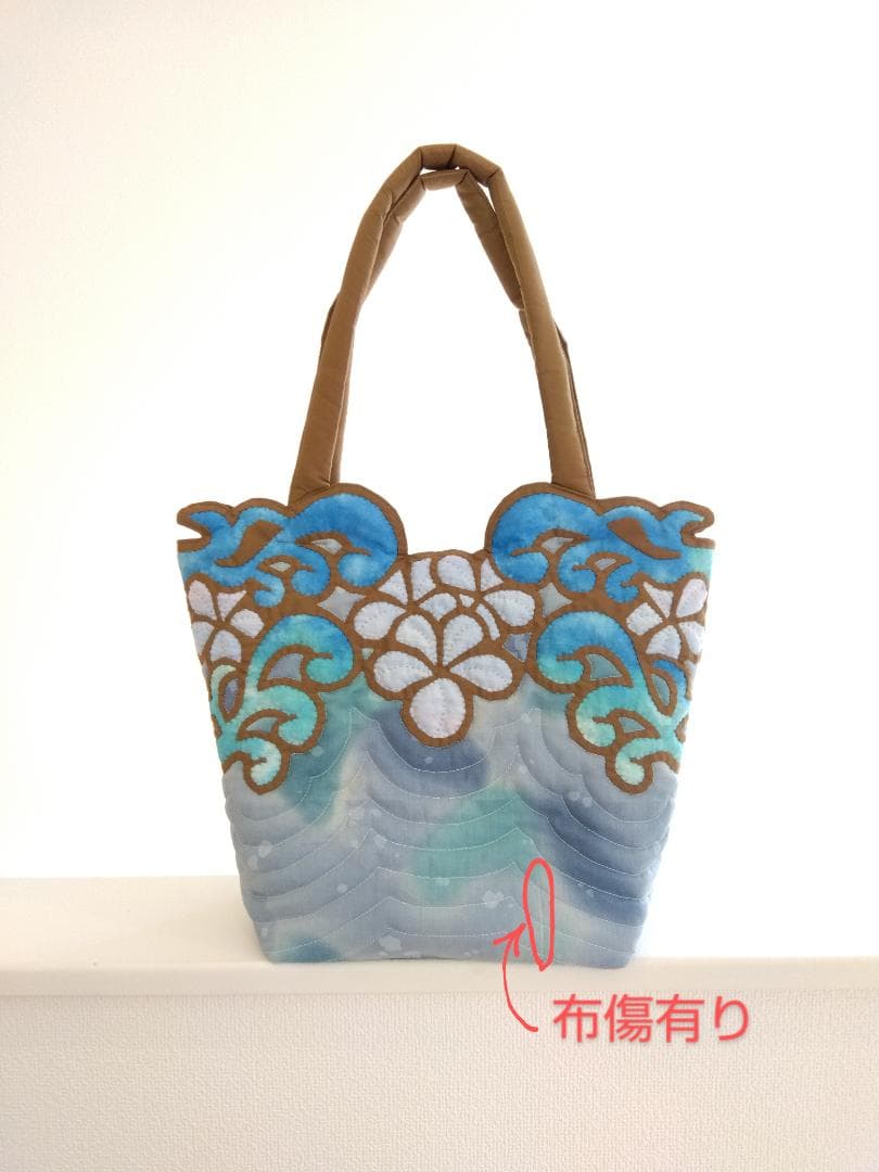 ハワイアンキルト　ハンドメイド　ナル　プルメリアトートバッグ