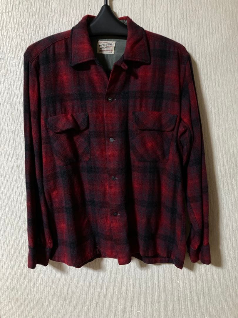 NATIONAL 赤黒　チェック オンブレ　ボードシャツ　ヴィンテージ
