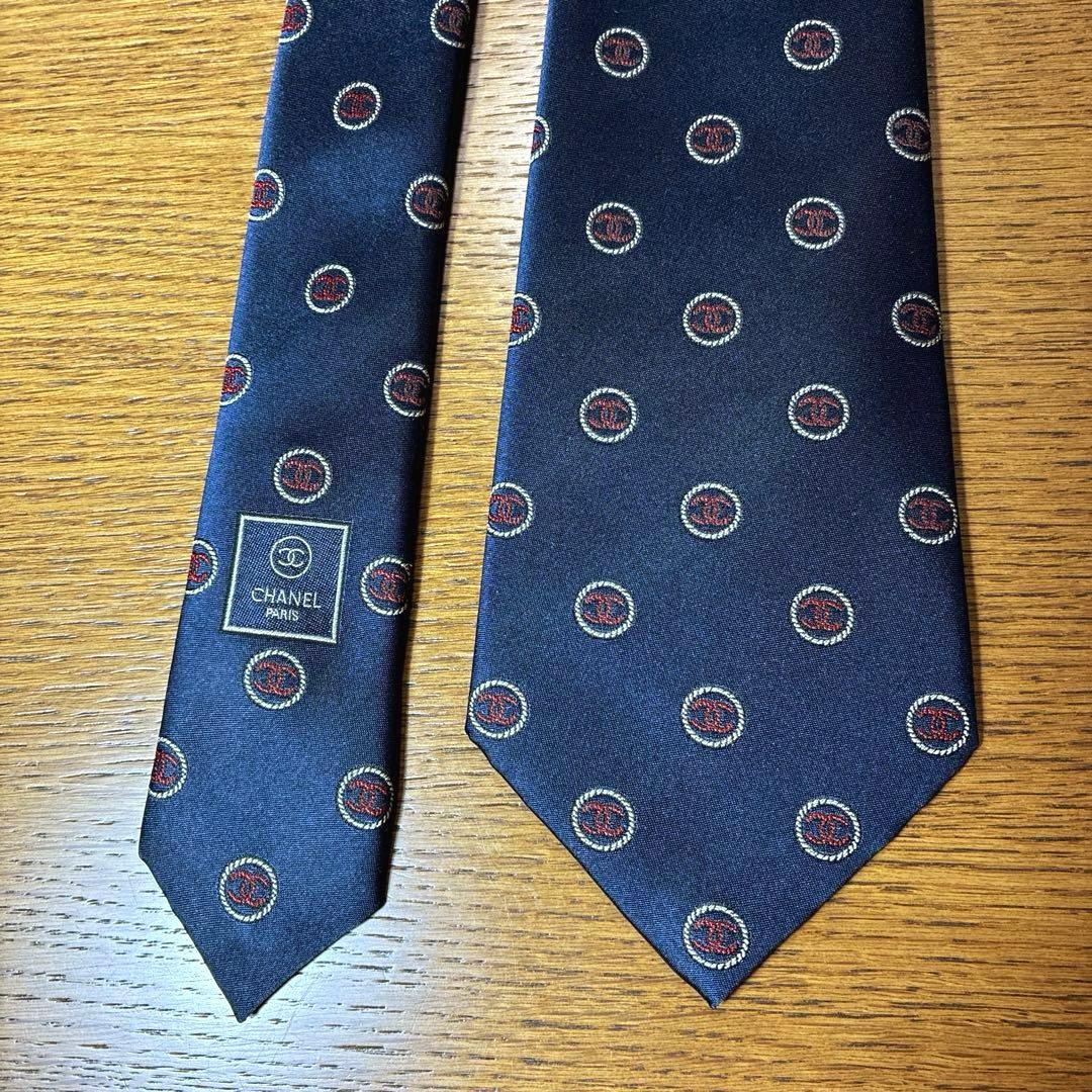 【美品】CHANEL シャネル 紺ネクタイ