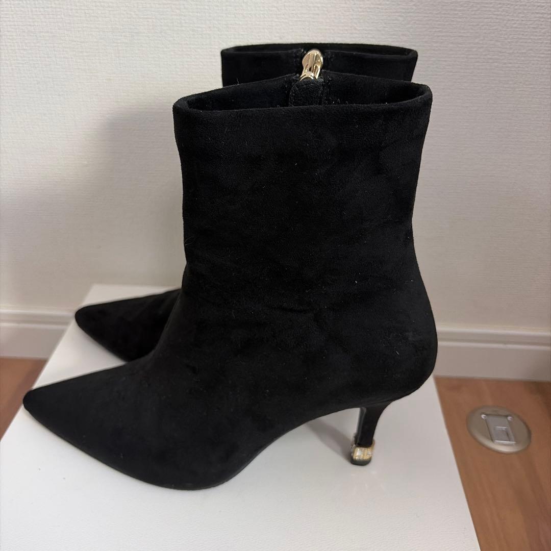 ブーツ 2WAY ビジュー×リボン ショートブーツ レディース