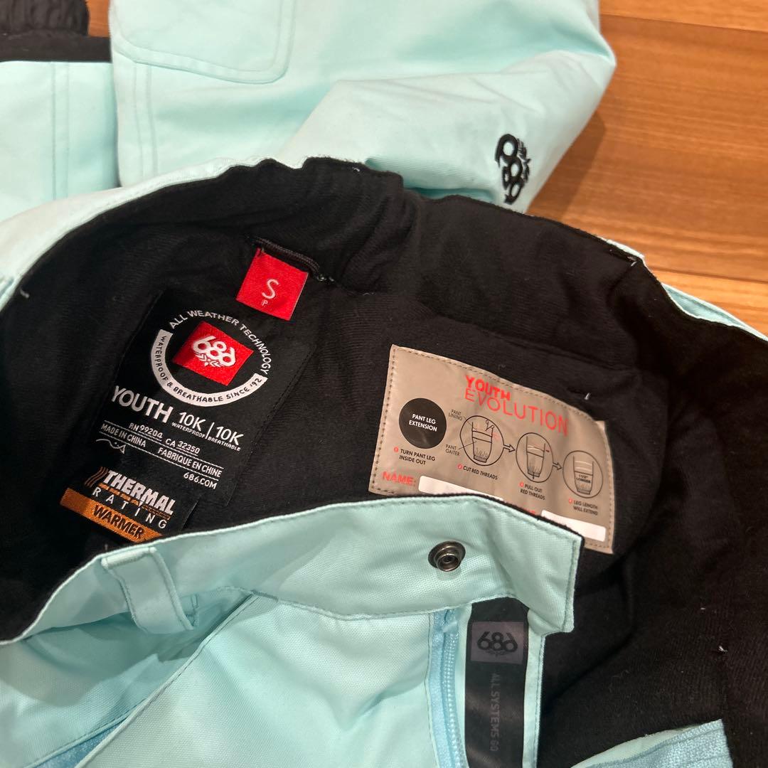 S.N 686 キッズ スノーボード ウェア S ミント/ブラック