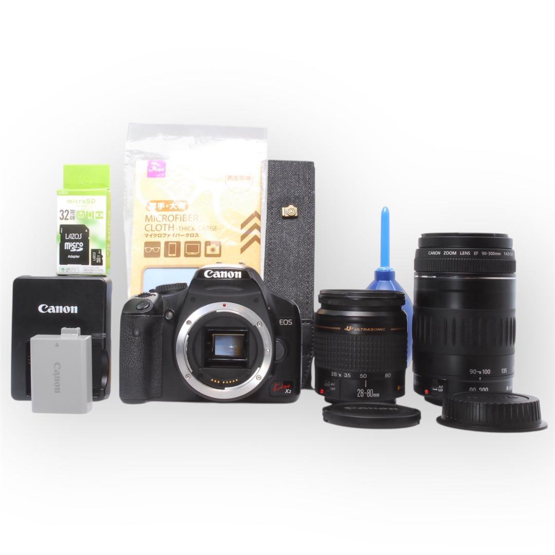 Canon Kiss X2/一眼レフカメラ/超望遠レンズ付Wレンズ/入門機