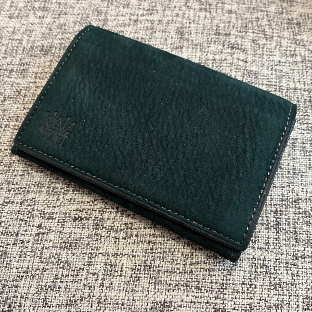 ココマイスター　名刺入れ　カードケース　緑　刻印　ロゴ　レザー