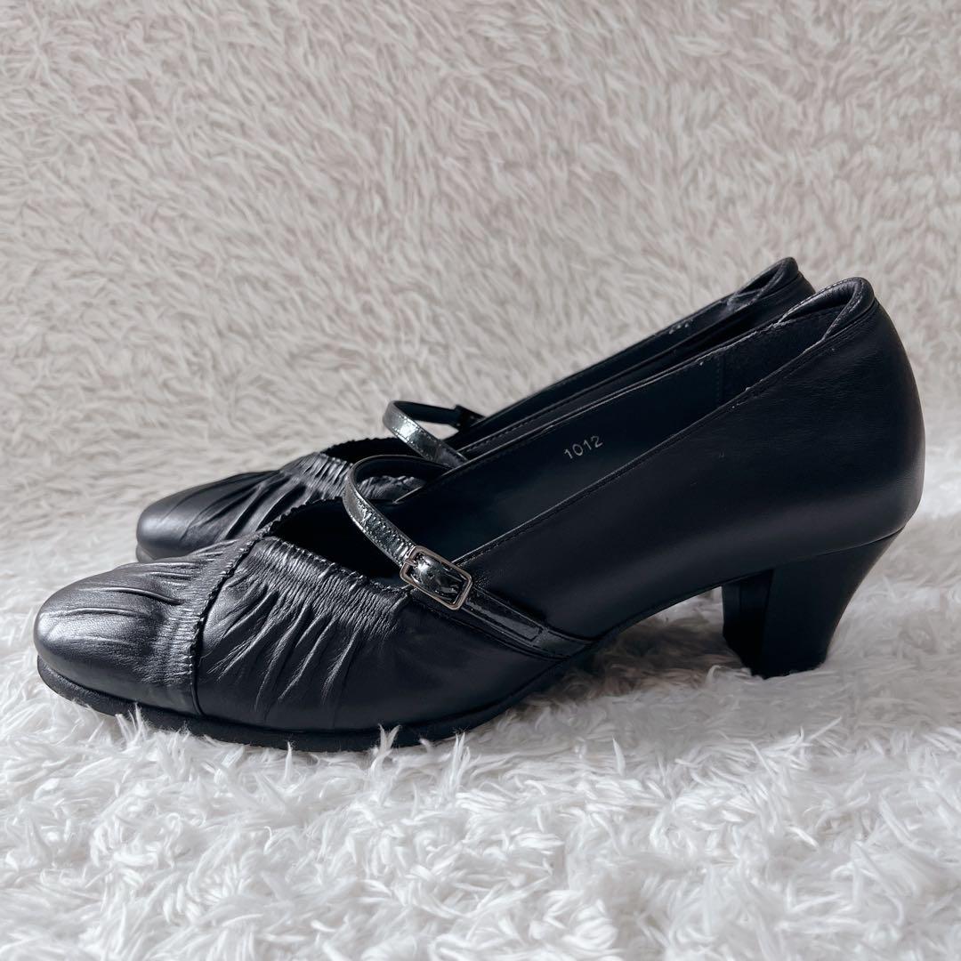 未使用✨アシックスペダラ　コンフォートシューズ　ストラップ　オールレザー　黒