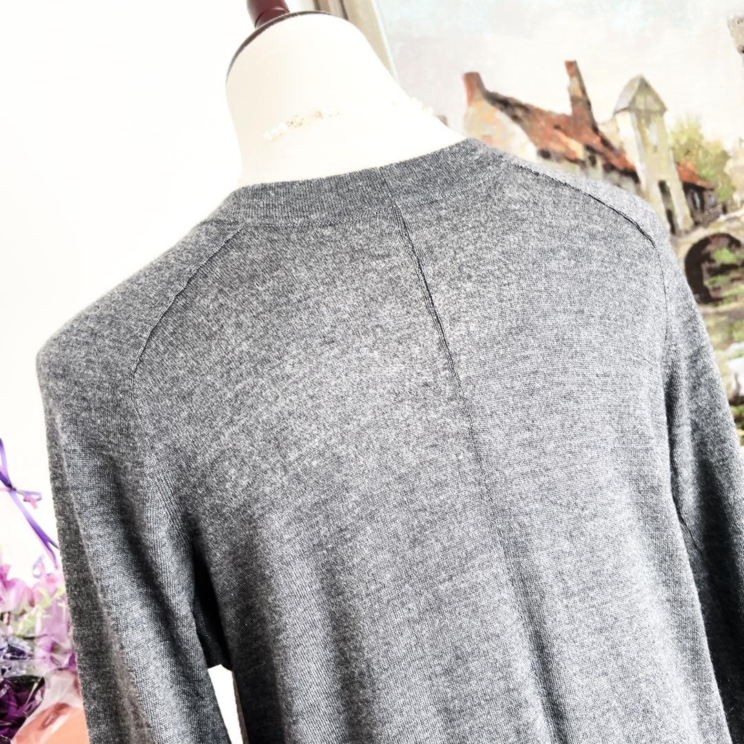 美品　HERMÈSエルメス　ロング　カーディガン カシミヤ×シルク グレー