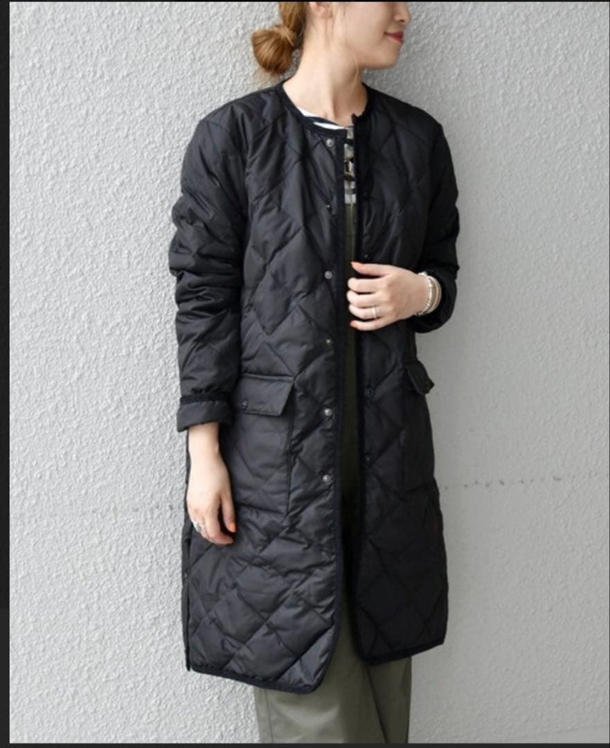 【SHIPS any別注】TAION パイピング ノーカラー キルティングコート