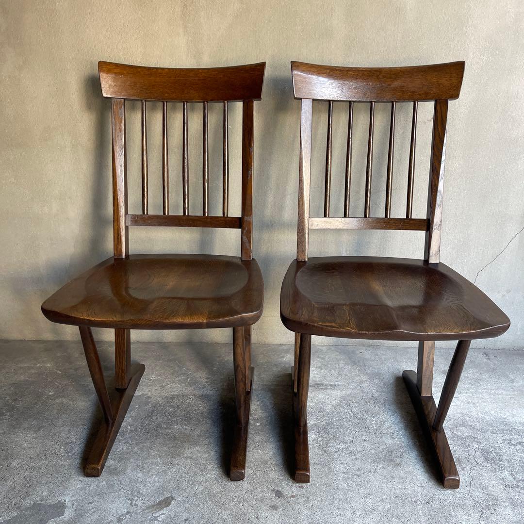 廃盤 希少　オールドヴィンテージ　柏木工　ダイニングチェア　2脚セット