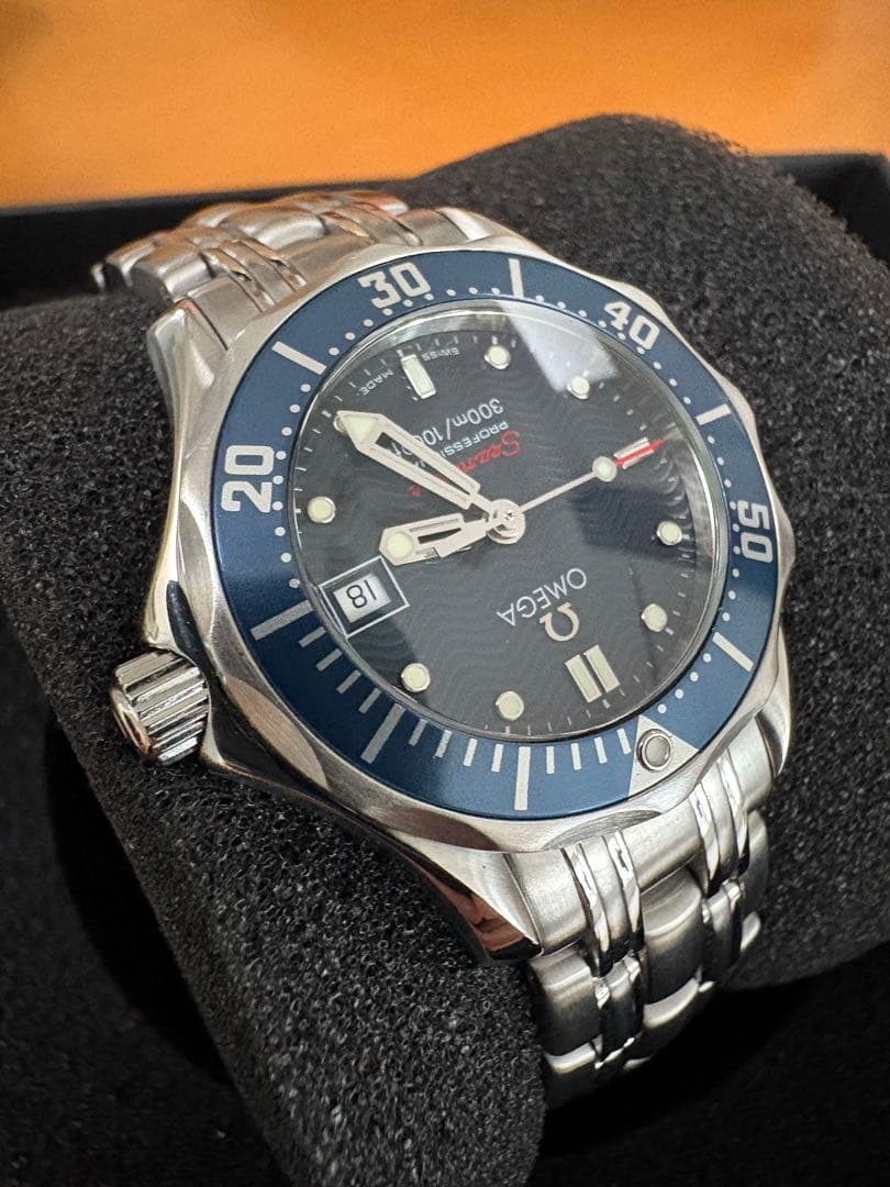 オメガ シーマスター300M 美品クォーツ28mm 2224.80 SS ブルー