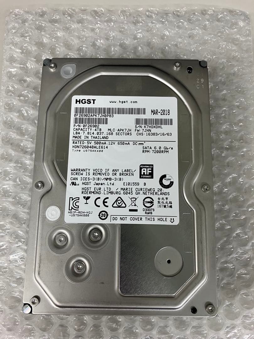 3.5 HDD 4TB 2本セット※管理番号00•91