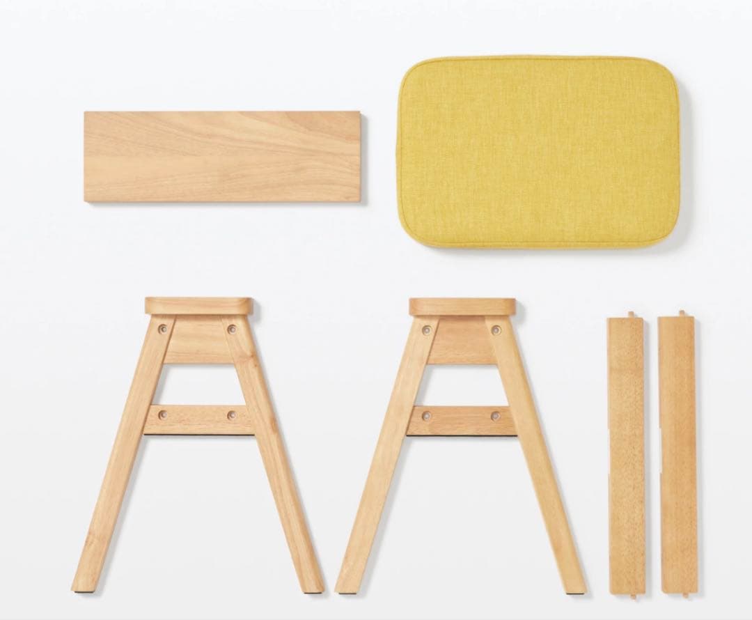 残反をつかったスタッキングスツール　ポリエステル変わり織　ブルー　イエロー