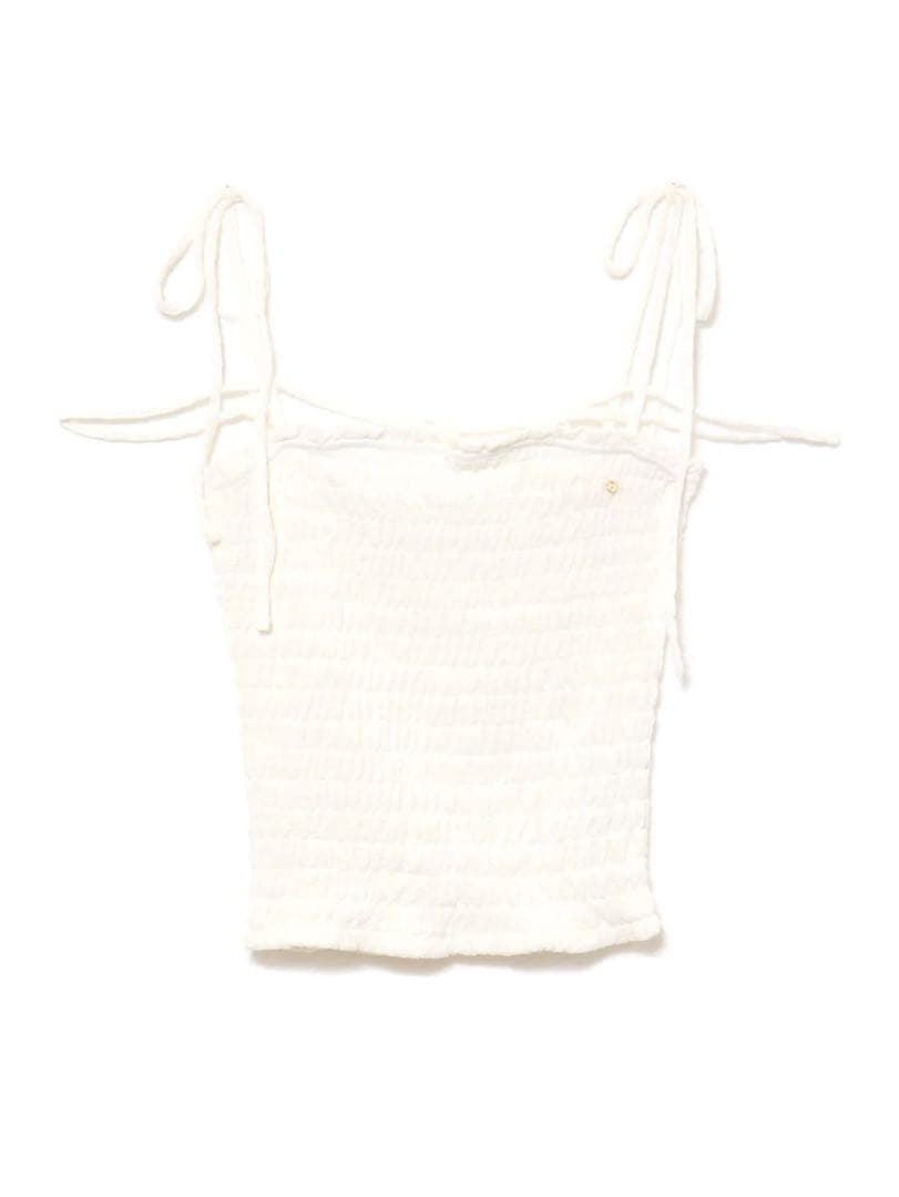 トップス andmary Shirring ribbon camisole white