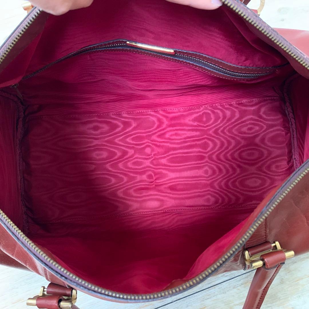 Cartier カルティエ マストライン ボストンバッグ 南京錠 ロゴ ボルドー