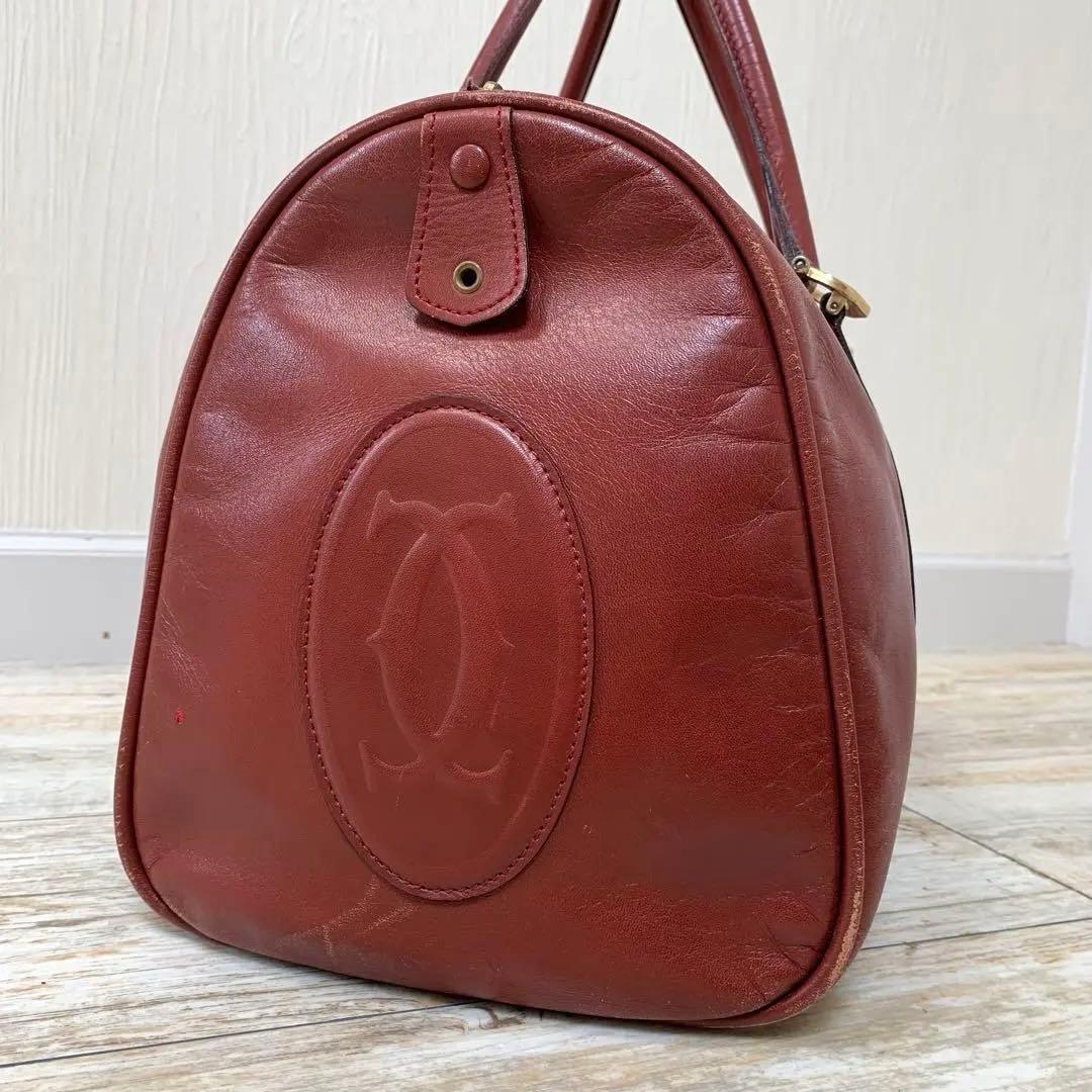 Cartier カルティエ マストライン ボストンバッグ 南京錠 ロゴ ボルドー