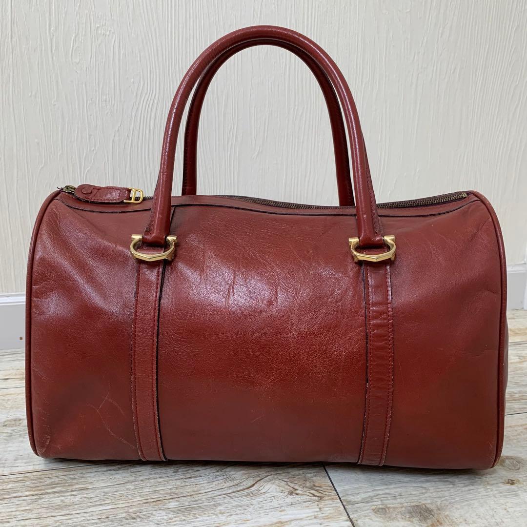 Cartier カルティエ マストライン ボストンバッグ 南京錠 ロゴ ボルドー