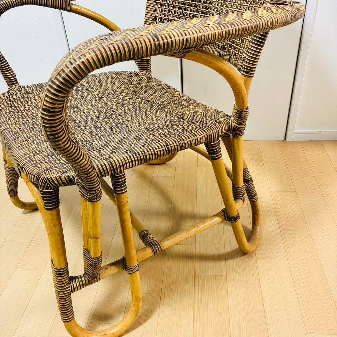 【希少　美品】おみねらたん　高級レトロラタン　アームチェア　かいてき