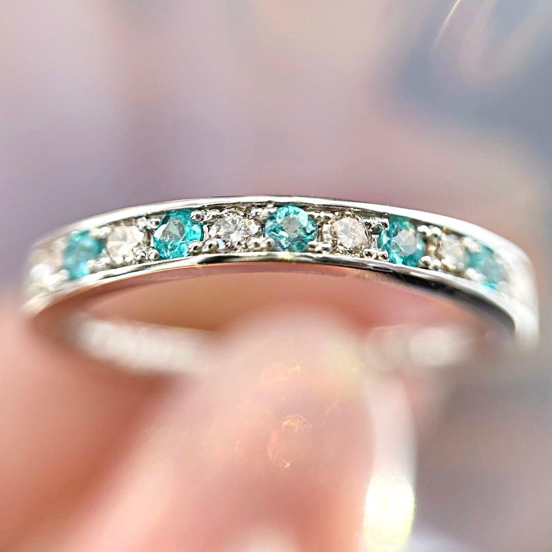 ブラジル産　天然パライバトルマリン　ダイヤモンドPT950リング（鑑別書付）