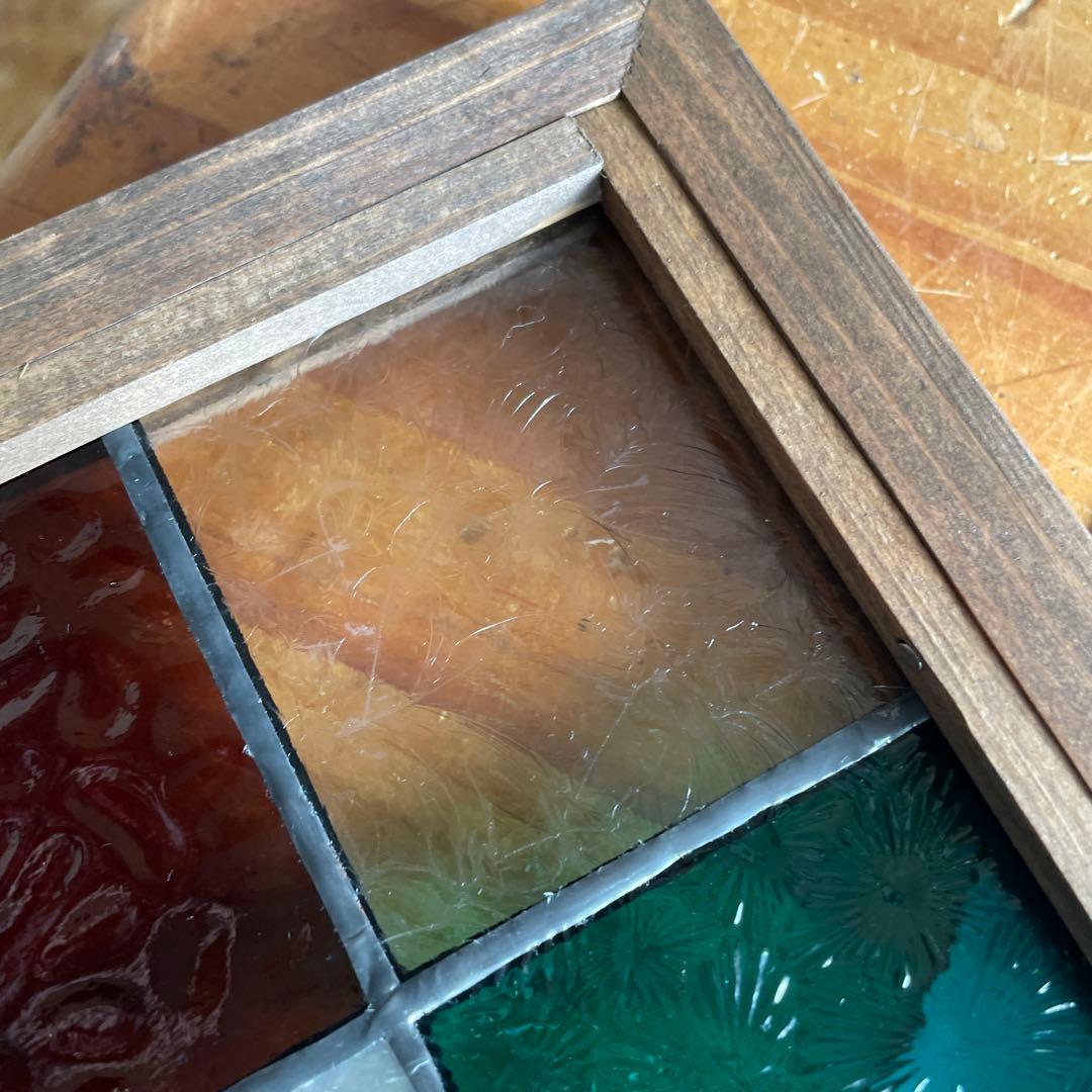 ステンドグラス　パネル　大正ロマン　格子戸