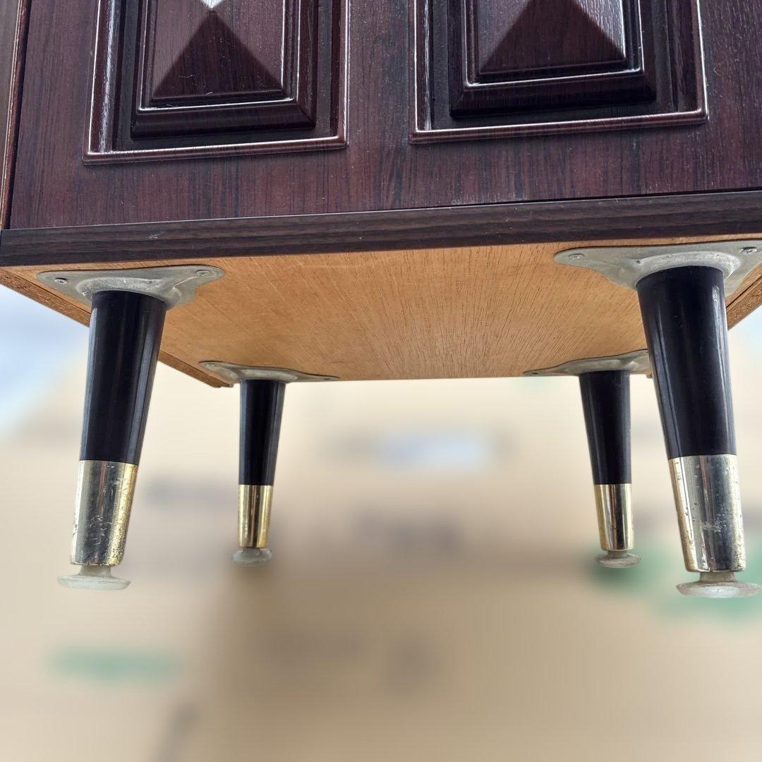 【レトロ】ヒカリ工芸 電話台 テレフォンスタンド 大理石調天板 ヴィンテージ