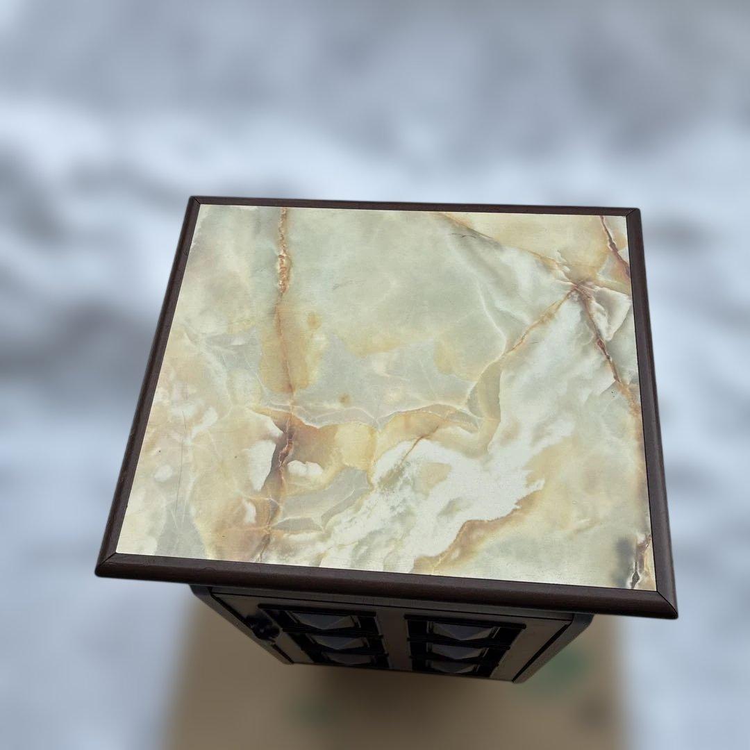 【レトロ】ヒカリ工芸 電話台 テレフォンスタンド 大理石調天板 ヴィンテージ