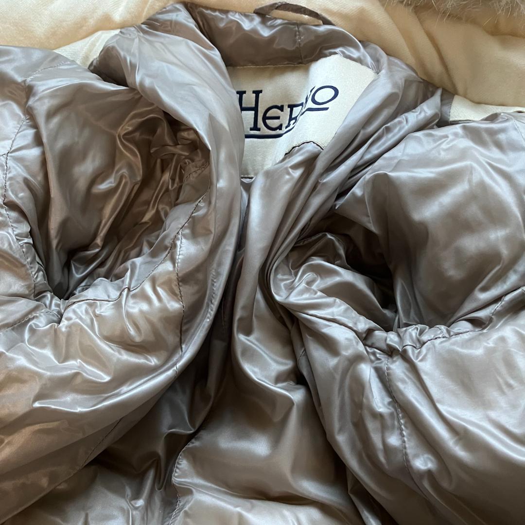 美品◎HERNO ダウン PIACENZA カシミヤ シルク フォックスファー