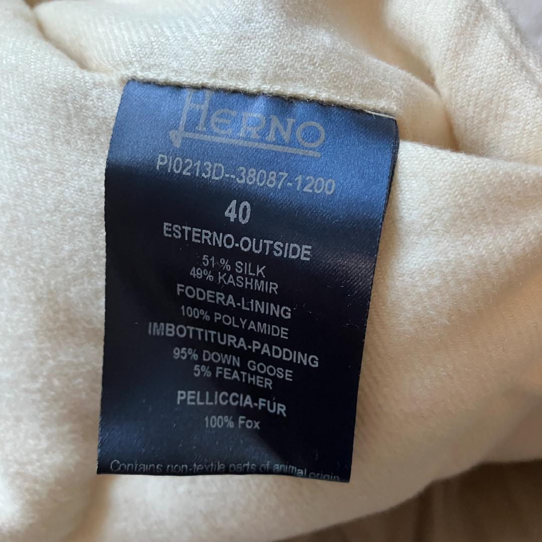 美品◎HERNO ダウン PIACENZA カシミヤ シルク フォックスファー