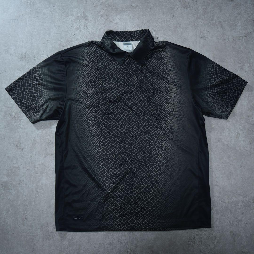 NIKE テニス 半袖ポロシャツ クロコ柄 ハーフジップ フェデラー着用 黒