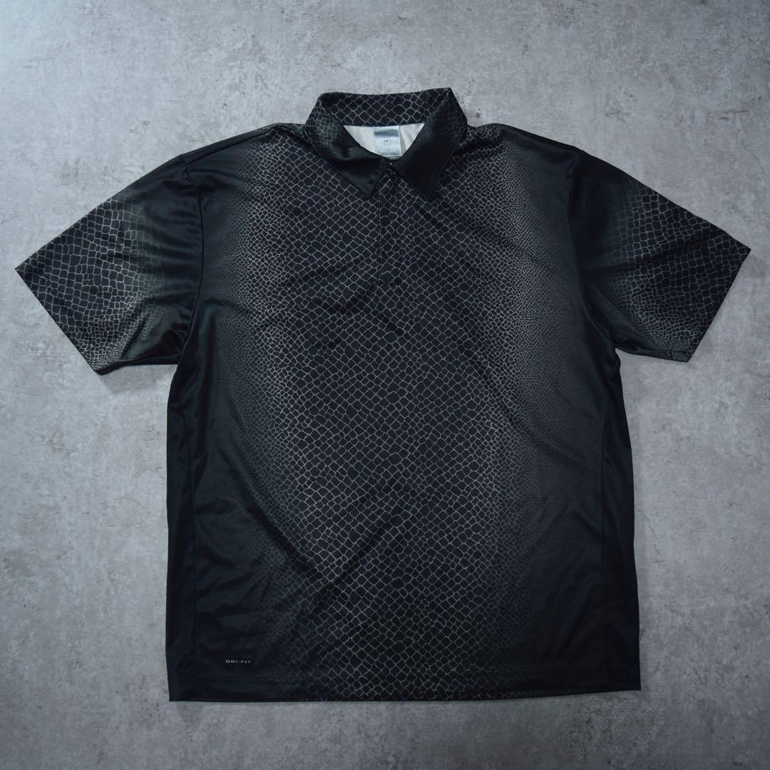 NIKE テニス 半袖ポロシャツ クロコ柄 ハーフジップ フェデラー着用 黒