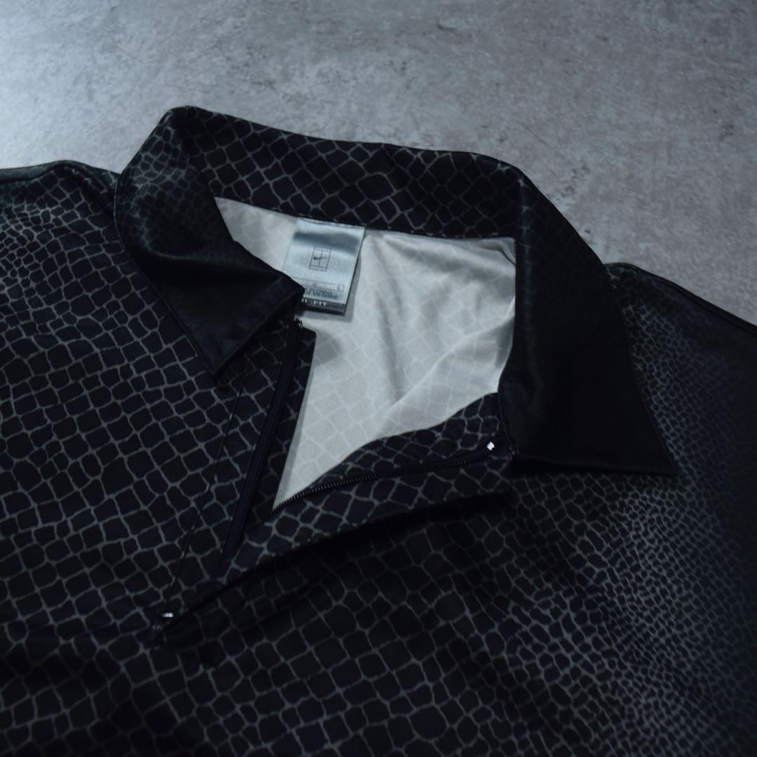 NIKE テニス 半袖ポロシャツ クロコ柄 ハーフジップ フェデラー着用 黒