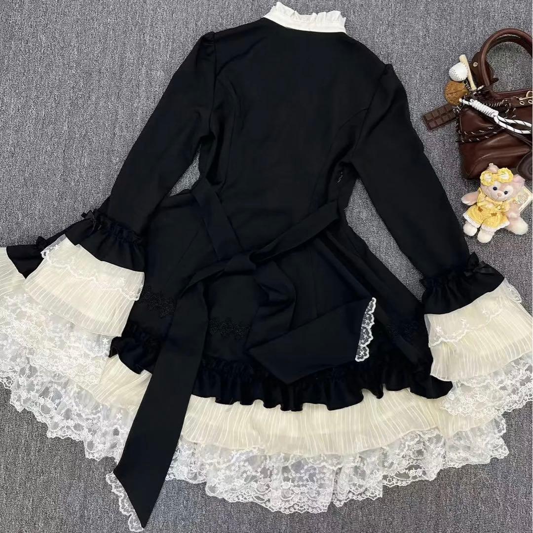 ゴスロリ ロリータ ワンピース マントポンチョ付き ブラック系 ドレス