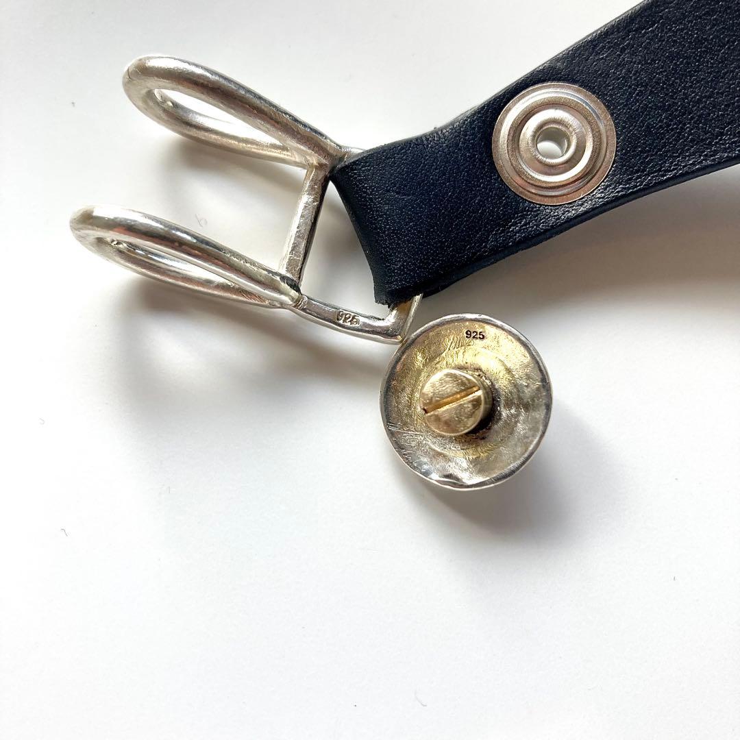 シルバー925 クロスボール　レザーベルト　BWＬ　トラッカーウォレット