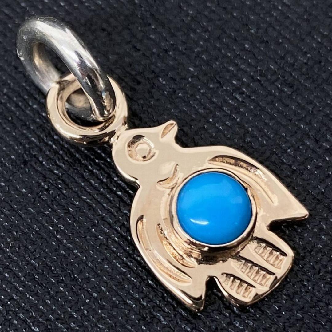 LARRY SMITH ローズゴールド ターコイズ サンダーバード ペンダント
