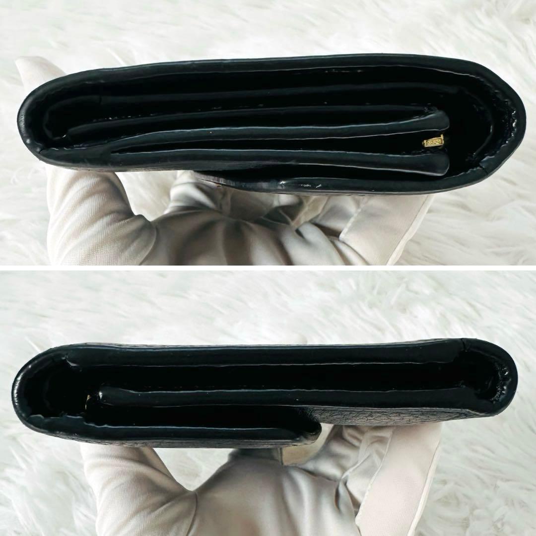 【美品】TORY BURCH 三つ折り財布 シボ革 黒